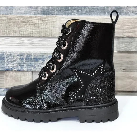 Charol arrugado negro